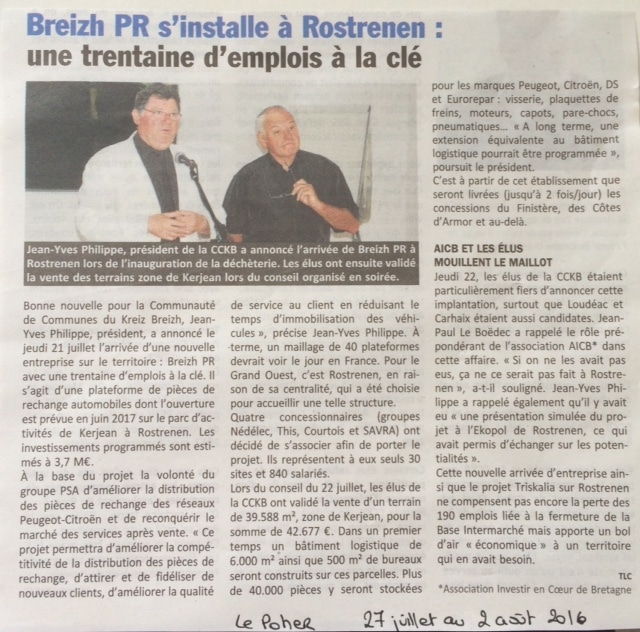 Communiqué de Presse - Breizh PR s'installe à Rostrenen - Le Poher